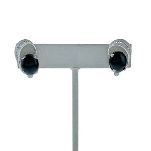 Estate Sorrento Sterling Silver 925 Filigree Black Onyx Screwback Earrings